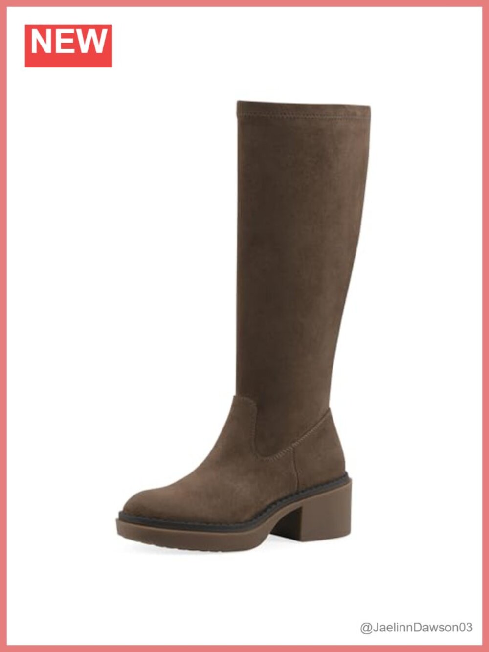 Block Heel Knee-High Boots Stretch Fabric Zip Closure Cushioned Insole
